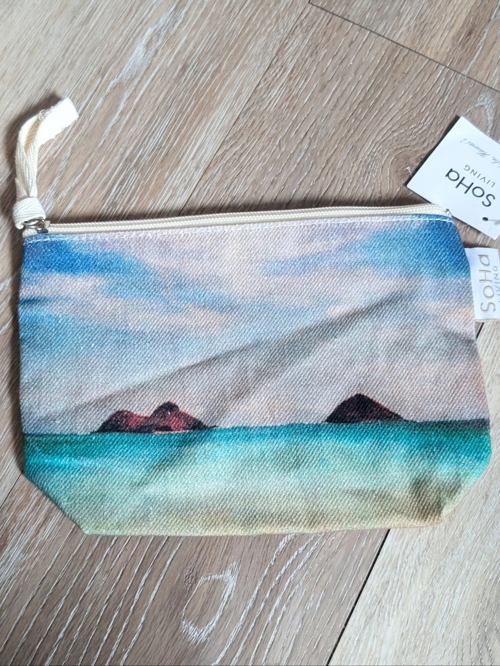 NWT New SoHa Living Hawaii Mokulua The Mokes Kailua Zipper Cosmetics Pouch Bag